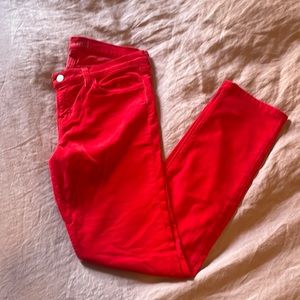J brand corduroy pants in red.